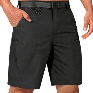 Shallowlulu Men's Cargo Hiking Water Repellent 4 Stretch Belted Shorts In Black